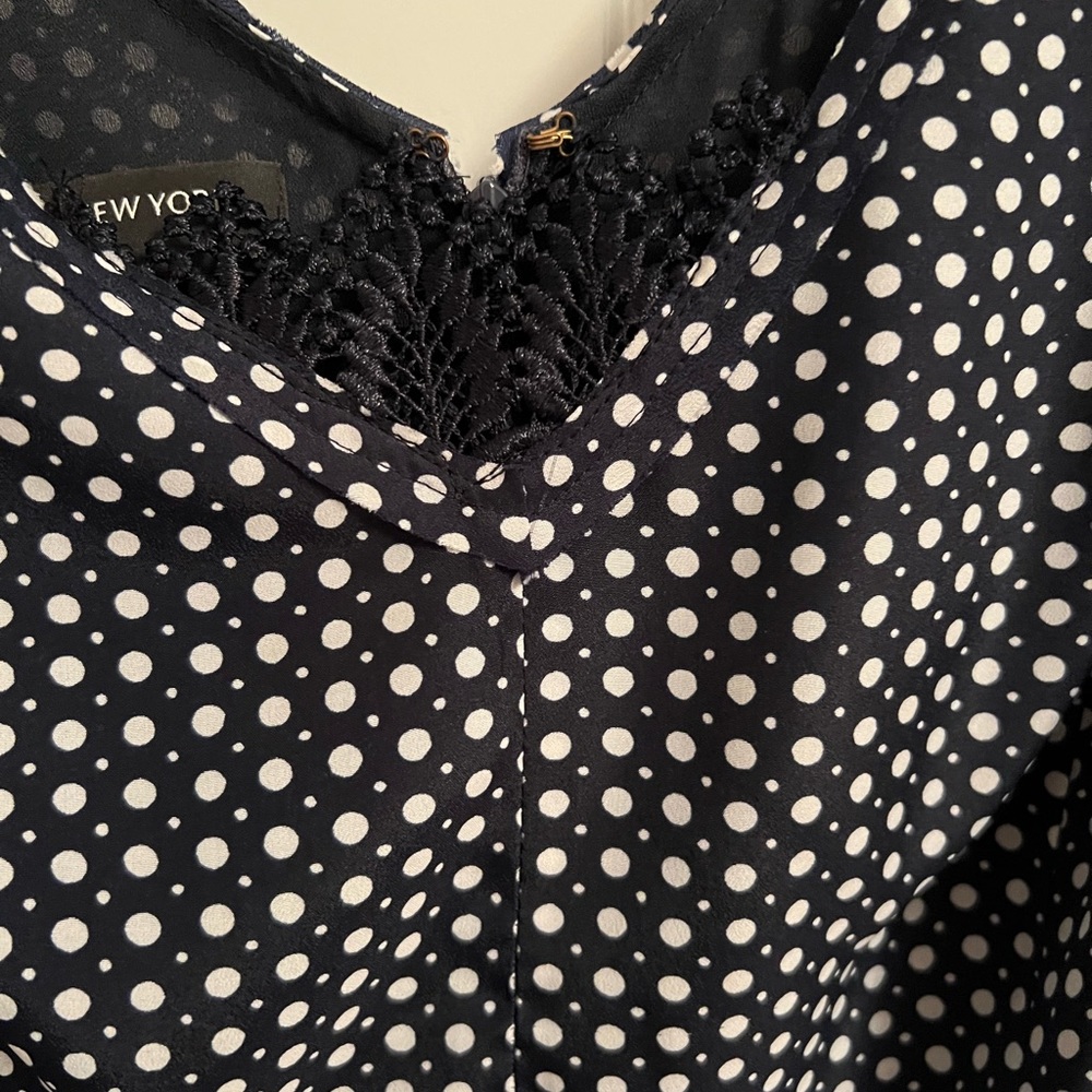 Polka dot sleeveless navy blue dress